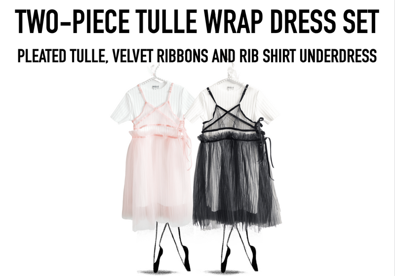 TWO PIECE TULLE WRAP DRESS pink
